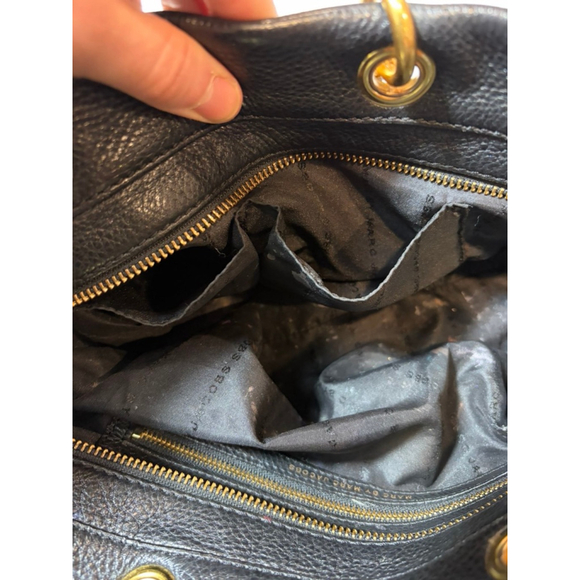 Marc by Marc Jacobs Black Pebbled Leather Satchel Tote Gold Hardware Bag - Picture 11 of 11